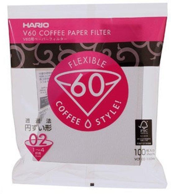 Hario V60 White Coffee Filters 100pc Sub