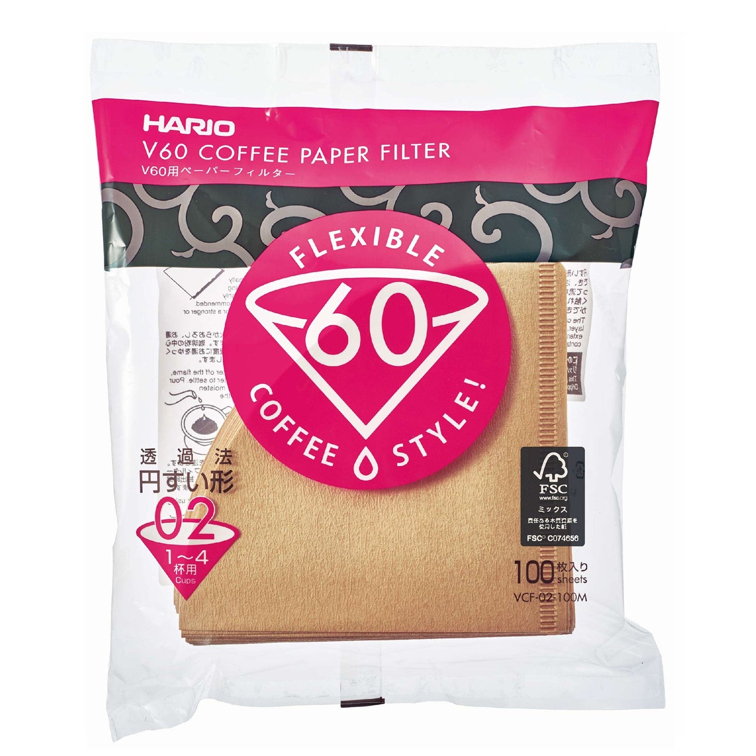 Hario V60 Natural Coffee Filters 100pc Sub